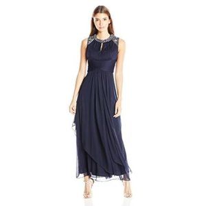 Alex Evenings Women's Jewel Neck Long Evening Dress Size 18